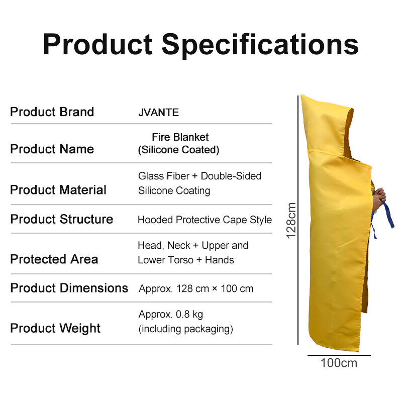 Thickened flame-retardant silicone glass fiber heat insulation fire-resistant escape cape fire rescue fire blanket fire protection suit yellow
