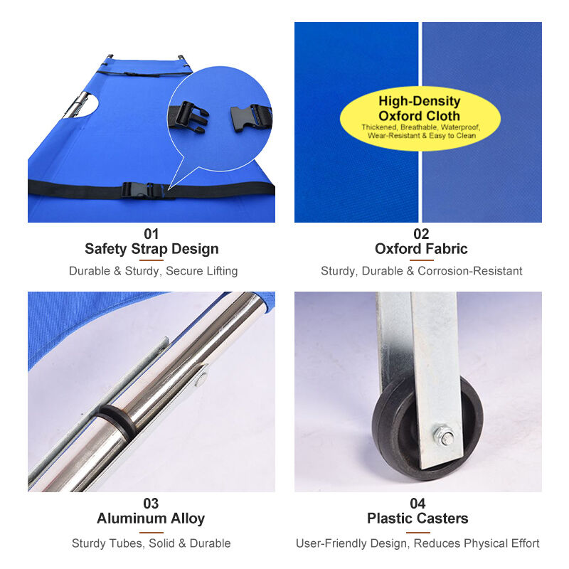 Aluminum Alloy Folding Stretcher Medical Emergency Rescue Equipment Portable First Aid Stretcher With Wheels 135kg Capacity For Ambulance Hospital Outdoor Disaster Relief